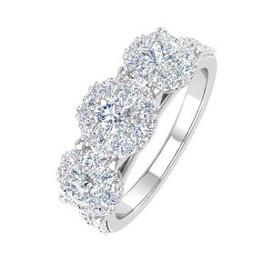 Certified Diamond Cluster Engagement Ring 1 Carat